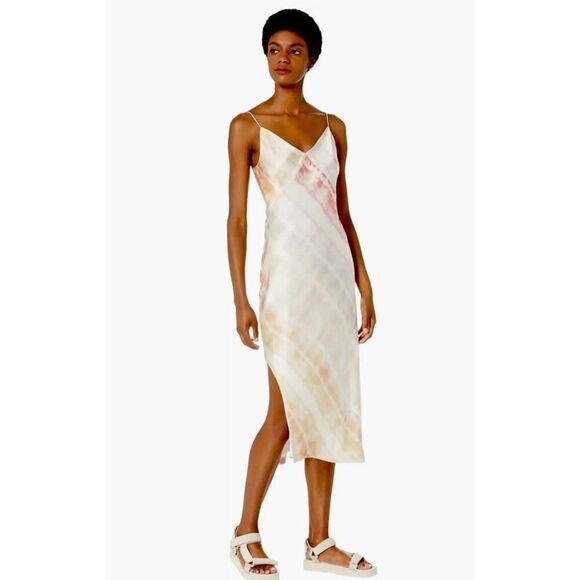 AllSaints Melody Marea Sunset Tie-Dye Silk Slip Dress Watercolor Midi sz 8 US - Picture 2 of 15